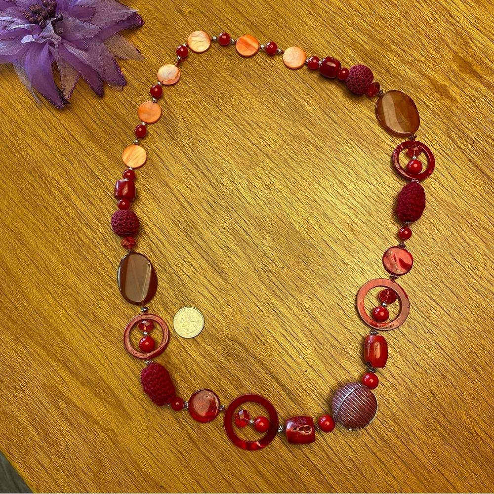 Chunky Red Statement Necklace. - image 1